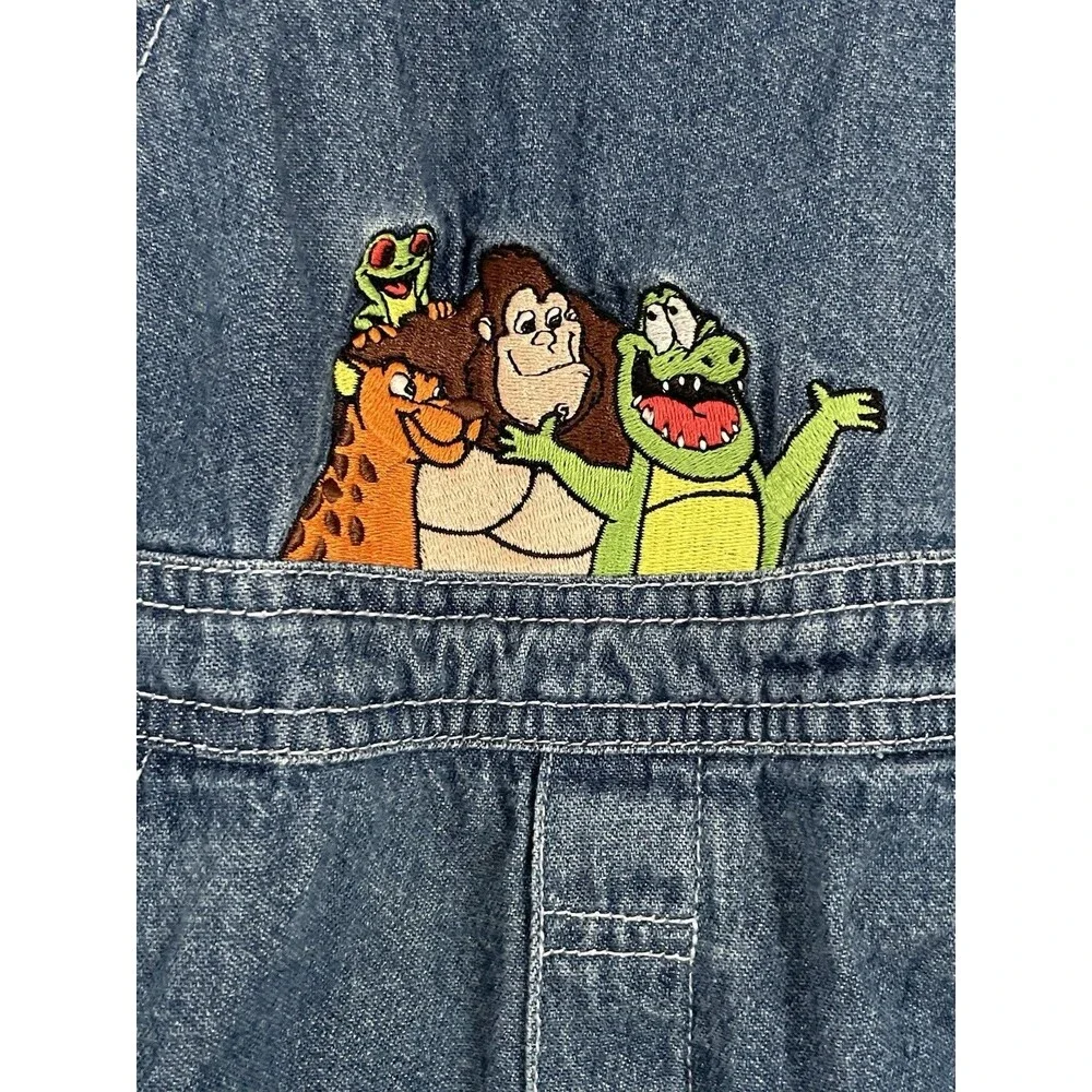 Vintage 90s Rainforest Cafe Overalls Embroidered Frog Animals 18M Macau